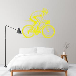 Samolepka Závodník v Cyklistice Barva: žlutá, Velikost: 100 x 86 cm