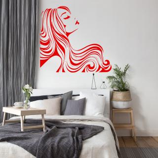 Samolepka Žena z profilu Barva: červená, Velikost: 80 x 74 cm