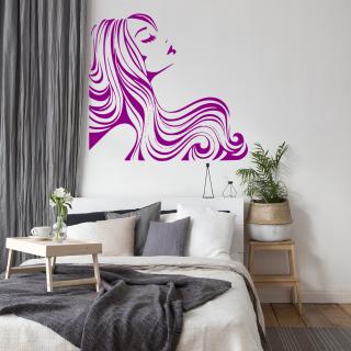 Samolepka Žena z profilu Barva: fialová, Velikost: 100 x 93 cm