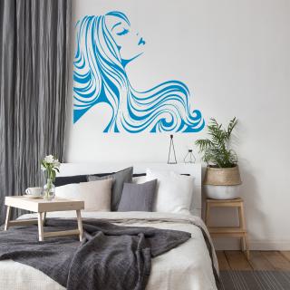 Samolepka Žena z profilu Barva: modrá, Velikost: 100 x 93 cm