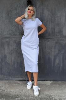 Maxi šaty s krátkým rukávem Barva: Šedý melange, Velikost: L/XL: prsa : 118 cm, zadek  120 cm