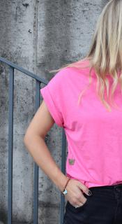 Tričko se spadlým rukávem Barva: Neonová růžová, Velikost: Na míru: kratší,delší,užší,širší