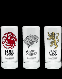 Sada sklenic Game of Thrones / Hra o trůny - Stark, Targaryen, Lannister (3x 290 ml)