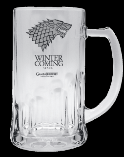 Skleněný půllitr Game of Thrones (Stark, Winter is Coming, 500 ml)