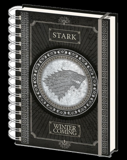 Zápisník Game Of Thrones: Stark (A5, kroužková vazba, linkovaný)