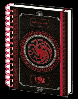 Zápisník Game Of Thrones: Targaryen (A5, linkovaný, kroužková vazba)