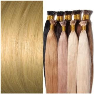 Evropské vlasy k prodloužení Bellargo - blond zlatá Délka vlasového pramínku: 30-34 cm, Druh vlasů: Středoevropské vlasy, Zvlnění vlasů: Mírně vlnité