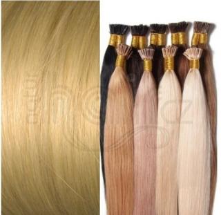 Evropské vlasy k prodloužení BOND PLUS - Blond zlatá. Délka vlasového pramínku: 30-34 cm, Druh vlasů: Středoevropské vlasy, Zvlnění vlasů: Mírně…