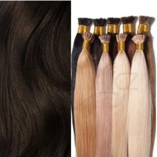 Evropské vlasy k prodloužení BOND PLUS - Černá. Délka vlasového pramínku: 30-34 cm, Druh vlasů: Středoevropské vlasy, Zvlnění vlasů: Rovné