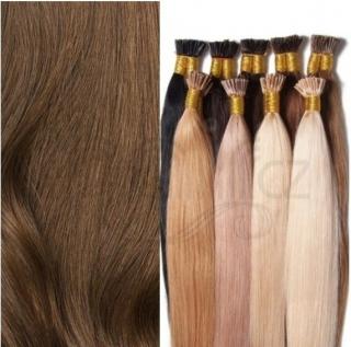 Evropské vlasy k prodloužení BOND PLUS - Hnědá. Délka vlasového pramínku: 40-44 cm, Druh vlasů: Středoevropské vlasy, Zvlnění vlasů: Rovné