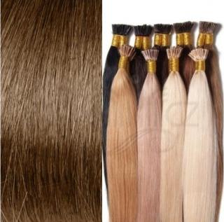 Evropské vlasy k prodloužení BOND PLUS - Hnědá světlá. Délka vlasového pramínku: 30-34 cm, Druh vlasů: Středoevropské vlasy, Zvlnění vlasů: Mírně…