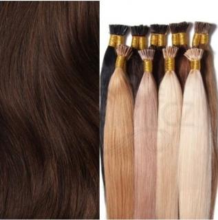 Evropské vlasy k prodloužení BOND PLUS - Hnědá tmavá. Délka vlasového pramínku: 30-34 cm, Druh vlasů: Středoevropské vlasy, Zvlnění vlasů: Mírně…