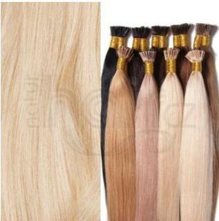 Evropské vlasy k prodloužení BOND PLUS - platina. Délka vlasového pramínku: 30-34 cm, Druh vlasů: Středoevropské vlasy, Zvlnění vlasů: Mírně vlnité