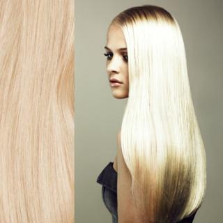 Prodloužení vlasů - Východoevropské vlasy, barva blond platina. délka vlasů: 40 cm