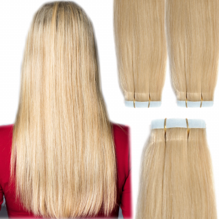 Vlasové pásky Tape In - barva blond platina délka vlasů: 50 cm, Druh vlasů: Kvalita standard