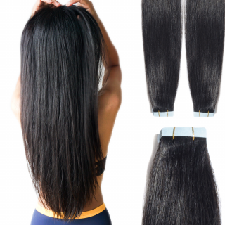 Vlasové pásky Tape In - barva černá přírodní 1B délka vlasů: 50 cm, Druh vlasů: Kvalita standard