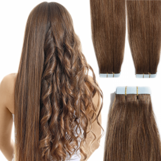 Vlasové pásky Tape In - barva hnědá 4 délka vlasů: 50 cm, Druh vlasů: Kvalita výběr
