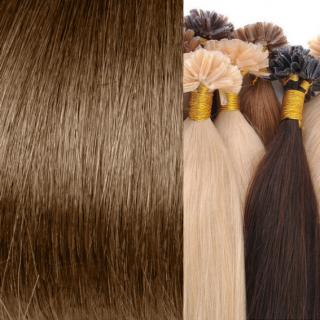Vlasy pro metodu keratin, barva blond světlá - délka vlasů 45-50 cm. Barva: Hnědá světlá