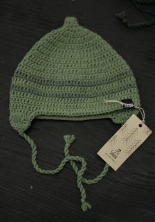 Čepice háčkovaná Barva/materiál: alpaka proužek zelená, Velikost: mimi (obvod 42-44 cm)