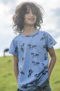 Dětské triko s krátkými rukávy a autorským potiskem - koně Velikosti: 1-2 roky