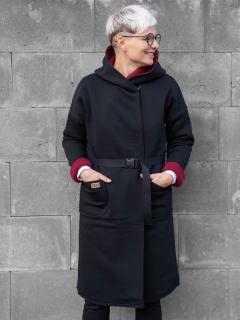 oboustranný kabát KOSHEEN černý s bordó L-XL