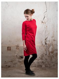 Šaty ADELE dlouhý rukáv červená Velikost: L-XL