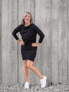 Šaty MUSE dlouhý rukáv černá Velikost: L-XL