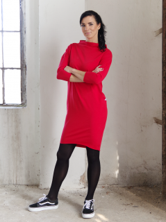 Šaty MUSE dlouhý rukáv červená L-XL