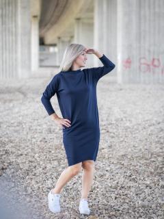 Šaty MUSE dlouhý rukáv navy Velikost: XS