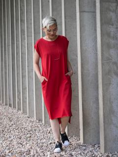 Šaty REY s krátkým rukávem červená L-XL
