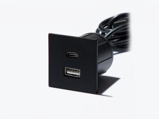 Napájecí USB HUB Versapick, 2x USB (A+C), čtverec, kov, matná černá (060.29Z.00045)