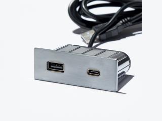 Napájecí USB HUB Versapick, 2x USB (A+C), obdélník, 70x25 mm, nerez (060.29Z.00049)