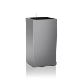 Lechuza Canto Premium 40, kostka, samozavlažovací květináč Barva: Stříbrná - metalický lesk