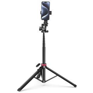 Alu stativ/selfie na mobil, do výšky až 185 cm s bluetooth ovladačem