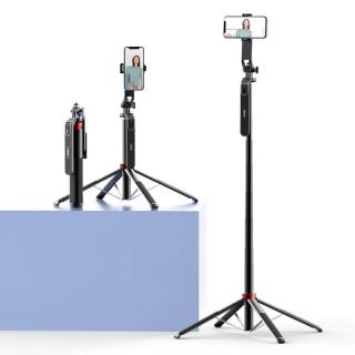 Bluetooth selfie tyč se stativem, panorama otáčením a steadycam madlem, pro mobil i akční kamery