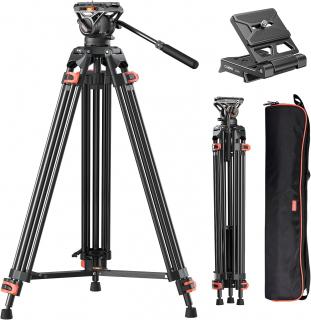 COMAN ALU Fluidní Videostativ až 186cm do 15kg pro natáčení na výšku i na šířku - 2 Manfrotto destičky