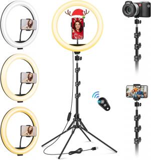 Kruhové 12" LED USB světlo pro mobil s regulací intenzity, teploty a dálkovým ovladačem až 177cm