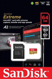 MicroSD karta SanDisk Extreme V30 A2 - 64GB - 160MB/s