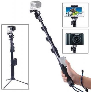 Pevná dlouhá ALU selfie tyč pro mobil, foťák i akční kameru se stativem