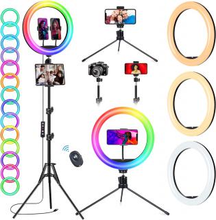 RGB 13" kruhové led světlo pro mobil na youtube, livestream líčení, efekty apod.