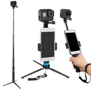 Skvělá voděodolná selfie tyč se stativem pro GoPro i telefony max 90cm