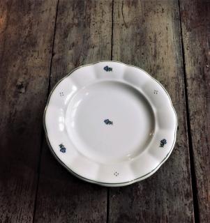 Babiččin porcelán - modré kvítky - tlustostěnný dezertní talíř