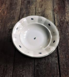 Babiččin porcelán - modré kvítky - tlustostěnný hluboký talíř