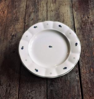 Babiččin porcelán - modré kvítky - tlustostěnný mělký jídelní talíř - 2 velikosti Velikost: 24 cm