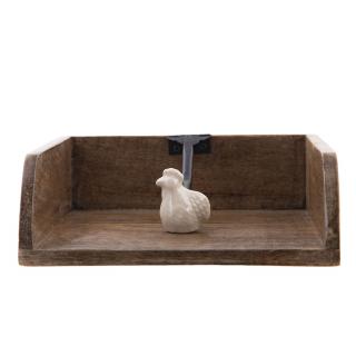 Dřevěný box na ubrousky s bílou keramickou  slepičkou - 20*18*6 cm