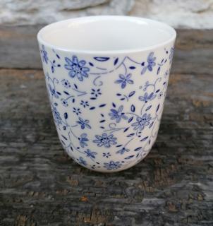 Kalíšek na čaj  nebo espresso - modré kvítky - 6*8 cm / 0,1l
