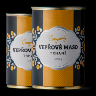 Trhané vepřové maso BBQ Čongrády 400 g plechovka