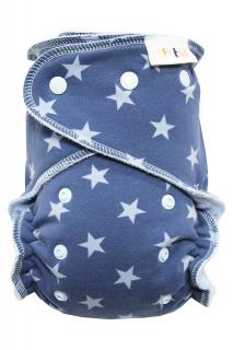 Kalhotková plenka (M) - Hvězdičky modré PAT, sv.modrý velur