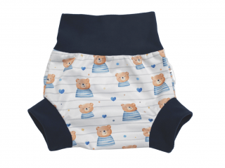 Natahovací svrchní kalhotky PUL - Medvěd námořník VELIKOST: XL (12-18kg)