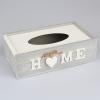 Dřevěná krabička na kapesníky šedo-bílá Home